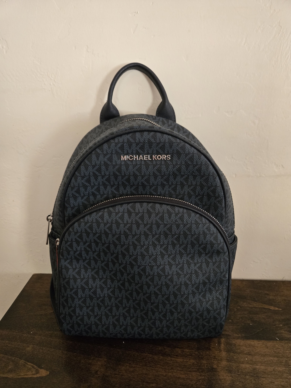 Michael Kors Navy MK Logo Small Backpack